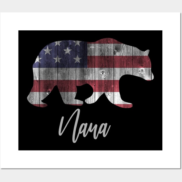 Nana Bear 4th of july flag american Wall Art by sevalyilmazardal